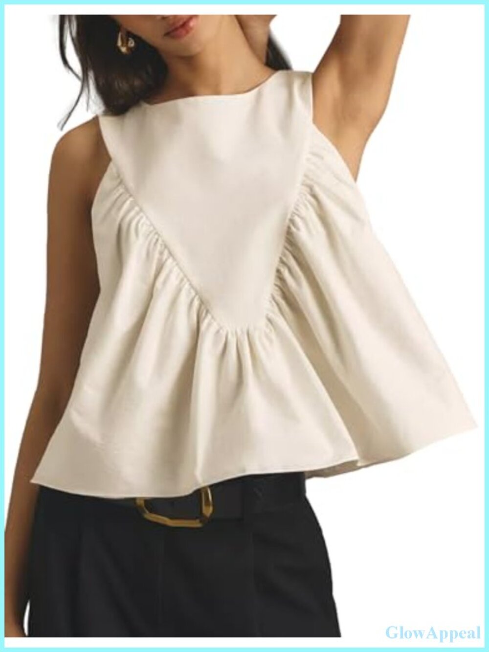 Women's Peplum Babydoll Shirred Swing Tank Top Sleeveless Summer